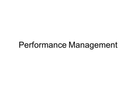 Performance Management