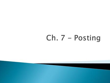  The Balance Column Account  So far, we have only considered the simple 2- sided ledger account (debits & credits)  In this chapter, we introduce a.