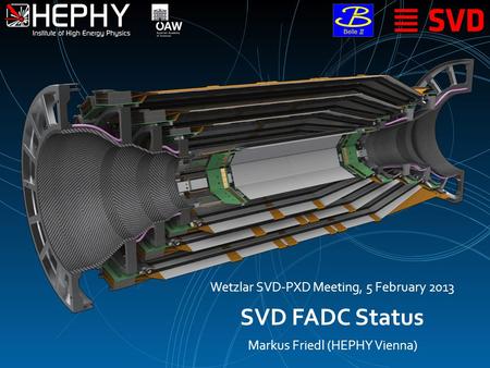 SVD FADC Status Markus Friedl (HEPHY Vienna) Wetzlar SVD-PXD Meeting, 5 February 2013.