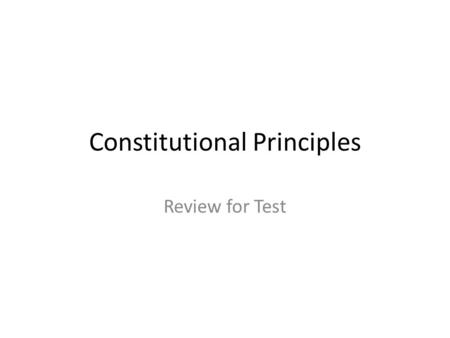 Constitutional Principles