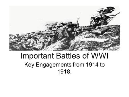 Important Battles of WWI Key Engagements from 1914 to 1918.