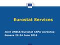 Eurostat Services Joint UNECE/Eurostat CSPA workshop Geneva 22-24 June 2016.