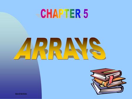 MAHENDRAN. Session Objectives Explain Declaration,Initialization of Array Explain Types of Array One Dimensional,Two Dimensional and Multi Dimensional.