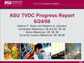 Slide 1 ASU TVDC Progress Report 6/24/08 Kathryn F. Sykes and Stephen A. Johnston Completed Milestones: 25 and 32, 33, 34 Active Milestones: 26, 28, 35.