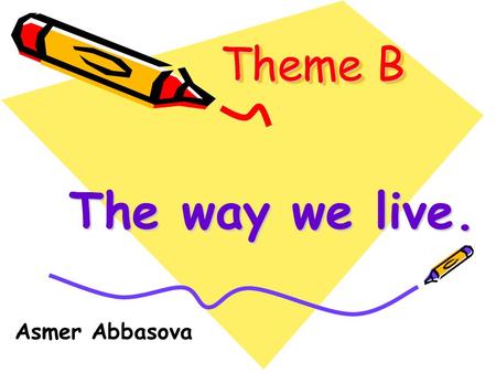 Theme B The way we live. Asmer Abbasova. Food matters. The food you like The food you dislike Good foods for you Bad foods for you.