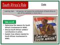 South Africa’s Role Learning Gain:All learners will explore the contributions of South Africa on and off the battlefield in World War II. Date Determine.