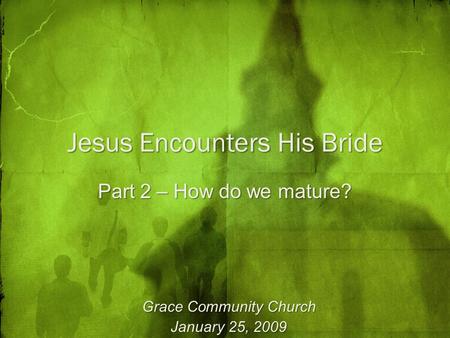 Jesus Encounters His Bride Part 2 – How do we mature? Grace Community Church January 25, 2009.