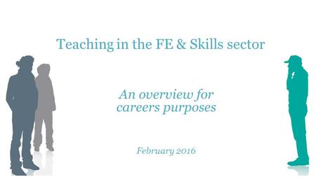 Teaching in the FE & Skills sector An overview for careers purposes February 2016.