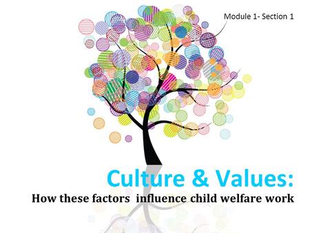 Culture & Values: How these factors influence child welfare work Module 1- Section 1.