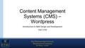 Content Management Systems (CMS) – Wordpress Introduction to Web Design and Development CSCI 1710.