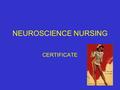 NEUROSCIENCE NURSING CERTIFICATE. NEUROSCIENCE NURSING Introduction « The Decade of the Brain » Growth of the interest in Neuroscience The field of neuroscience.