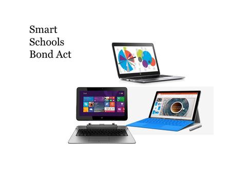 Smart Schools Bond Act. What is the SMART Schools Bond? SMART Schools Bond Act was approved in November, 2014 Could be used for: – School Connectivity.