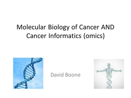 Molecular Biology of Cancer AND Cancer Informatics (omics) David Boone.