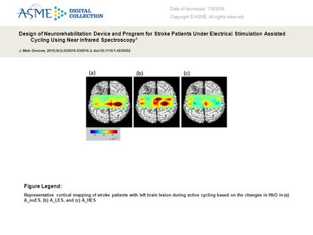 Date of download: 7/6/2016 Copyright © ASME. All rights reserved. Design of Neurorehabilitation Device and Program for Stroke Patients Under Electrical.