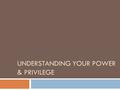 UNDERSTANDING YOUR POWER & PRIVILEGE. Types of Inequity Systems Institutions Individual.