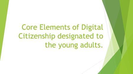 Core Elements of Digital Citizenship designated to the young adults.