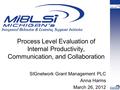 Process Level Evaluation of Internal Productivity, Communication, and Collaboration SIGnetwork Grant Management PLC Anna Harms March 26, 2012.