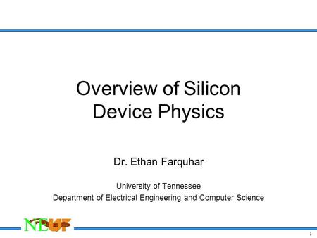 Overview of Silicon Device Physics