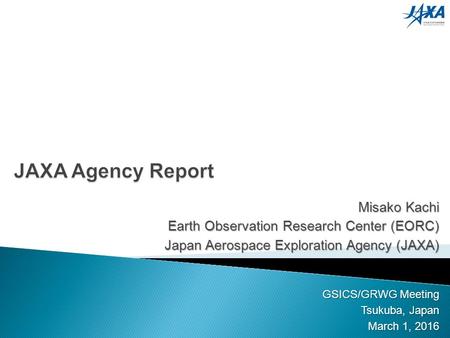 JAXA Agency Report Misako Kachi