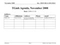 Doc.: IEEE 802.11-08/1330r3 Submission November 2008 Matthew Gast, Trapeze NetworksSlide 1 TGmb Agenda, November 2008 Date: 2008-11-10 Authors: