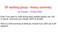 SF working group – theory summary Jon Pumplin – 10 April 2008 Even if you went to a talk during every parallel session (as I did in role as convenor) you.