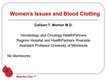 Women’s Issues and Blood Clotting