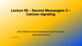 Lecture 08 – Second Messengers II – Calcium signaling