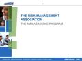 Enterprise Risk · Credit Risk · Market Risk · Operational Risk · Regulatory Compliance · Securities Lending 1 JOIN. ENGAGE. LEAD. THE RISK MANAGEMENT ASSOCIATION.