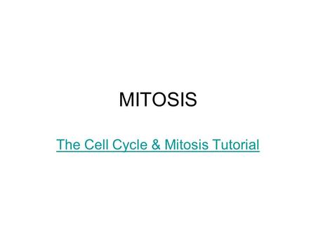 MITOSIS The Cell Cycle & Mitosis Tutorial. INTERPHASE The cell is engaged in metabolic activity and performing its prepare for mitosis (the next four.