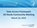 Data Access Framework All Hands Community Meeting 1 March 23, 2016.