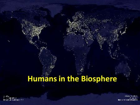 Humans in the Biosphere. This Island “Earth” What are the limiting factors on an island? – Space, food, fresh water… The Earth is an closed system: –