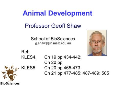 BIOL10004 Animal Development