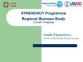 SYNENERGY Programme Regional Biomass Study Current Progress Vasilis Papandreou Centre for Renewable Energy Sources.