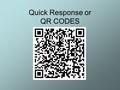 Quick Response or QR CODES. QR Codes What are QR Codes? How are QR Codes read? How are QR Codes created? How can we use QR codes in EH?