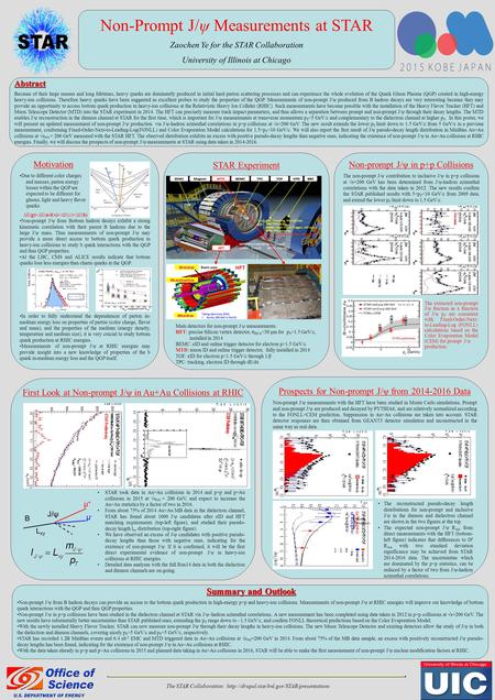 Non-Prompt J/ψ Measurements at STAR Zaochen Ye for the STAR Collaboration University of Illinois at Chicago The STAR Collaboration: