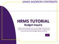 HRMS TUTORIAL Budget Inquiry Next Budget Inquiry pages allow you to view budget information for current or previous fiscal years about positions in departments.