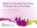 Bright Futures Best Practices: Putting it all on the Table Dr. Anthony Rossetti, Superintendent Dr. Kevin Cooper, Assistant Superintendent Webb City R-VII.