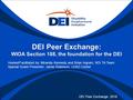 DEI Peer Exchange: WIOA Section 188, the foundation for the DEI Hosted/Facilitated by: Miranda Kennedy and Brian Ingram, NDI TA Team Special Guest Presenter: