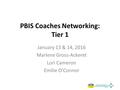 PBIS Coaches Networking: Tier 1 January 13 & 14, 2016 Marlene Gross-Ackeret Lori Cameron Emilie O’Connor.