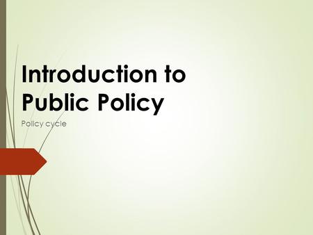 Introduction to Public Policy