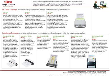 Image Scanners SP-1120. RP €484 Designed to capture 20 pages per minute (A4 colour, duplex 200/300dpi), the SP-1120 model is intended as a solution for.