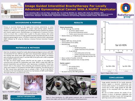 Image Guided Interstitial Brachytherapy For Locally Advanced Gynaecological Cancer With A MUPIT Applicator M.A.D. Haverkort, MD 1, E. Van der Steen - Banasik,