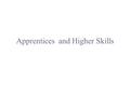 Apprentices and Higher Skills. John Chudley NAS Director with responsibility for H.E. 'We have managed to make people aware of the apprenticeship brand,