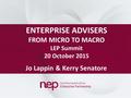 ENTERPRISE ADVISERS FROM MICRO TO MACRO LEP Summit 20 October 2015 Jo Lappin & Kerry Senatore.