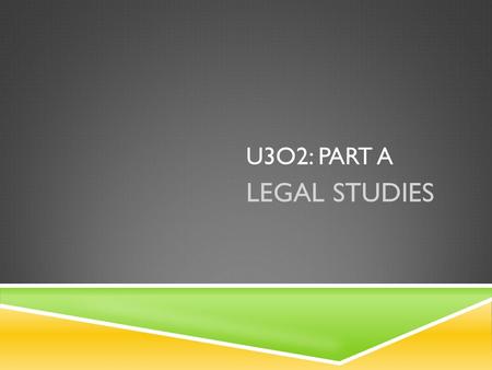 U3O2: PART A LEGAL STUDIES. ROLE OF THE CONSTITUTION  The Commonwealth of Australia Constitution act 1900, which came in to force on 1 January 1901;