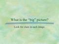 What is the “big” picture? Look for clues in each image.