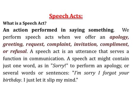 Speech Acts: What is a Speech Act?