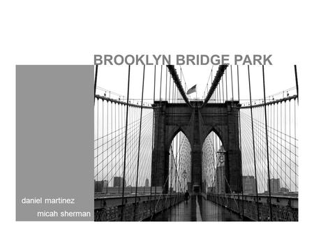 BROOKLYN BRIDGE PARK micah sherman daniel martinez.