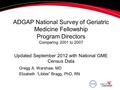 ADGAP National Survey of Geriatric Medicine Fellowship Program Directors Comparing 2001 to 2007 Updated September 2012 with National GME Census Data Gregg.