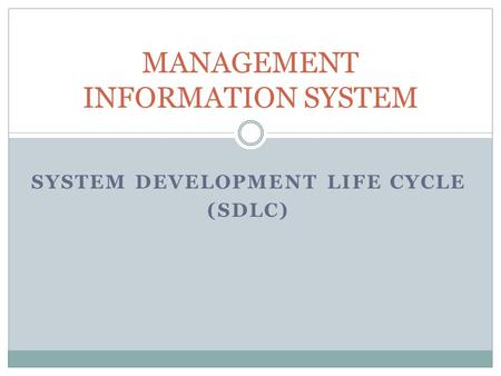 MANAGEMENT INFORMATION SYSTEM